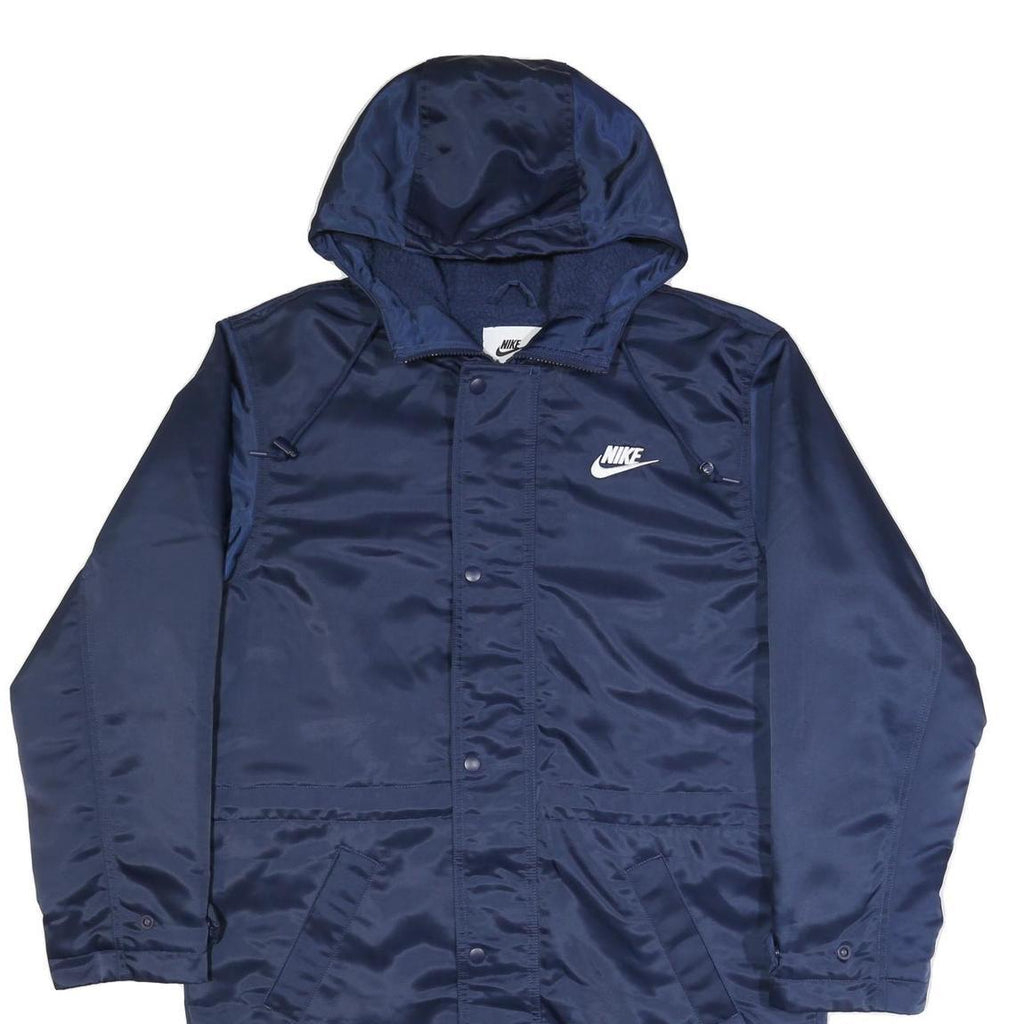 NIKE Mens Navy Blue Jacket S Polyester Hooded Zip Closure Plain Long Sleeve