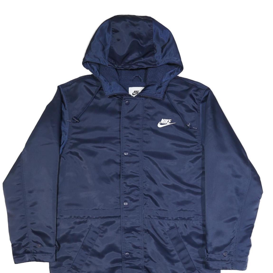 NIKE Mens Navy Blue Jacket S Polyester Hooded Zip Closure Plain Long Sleeve