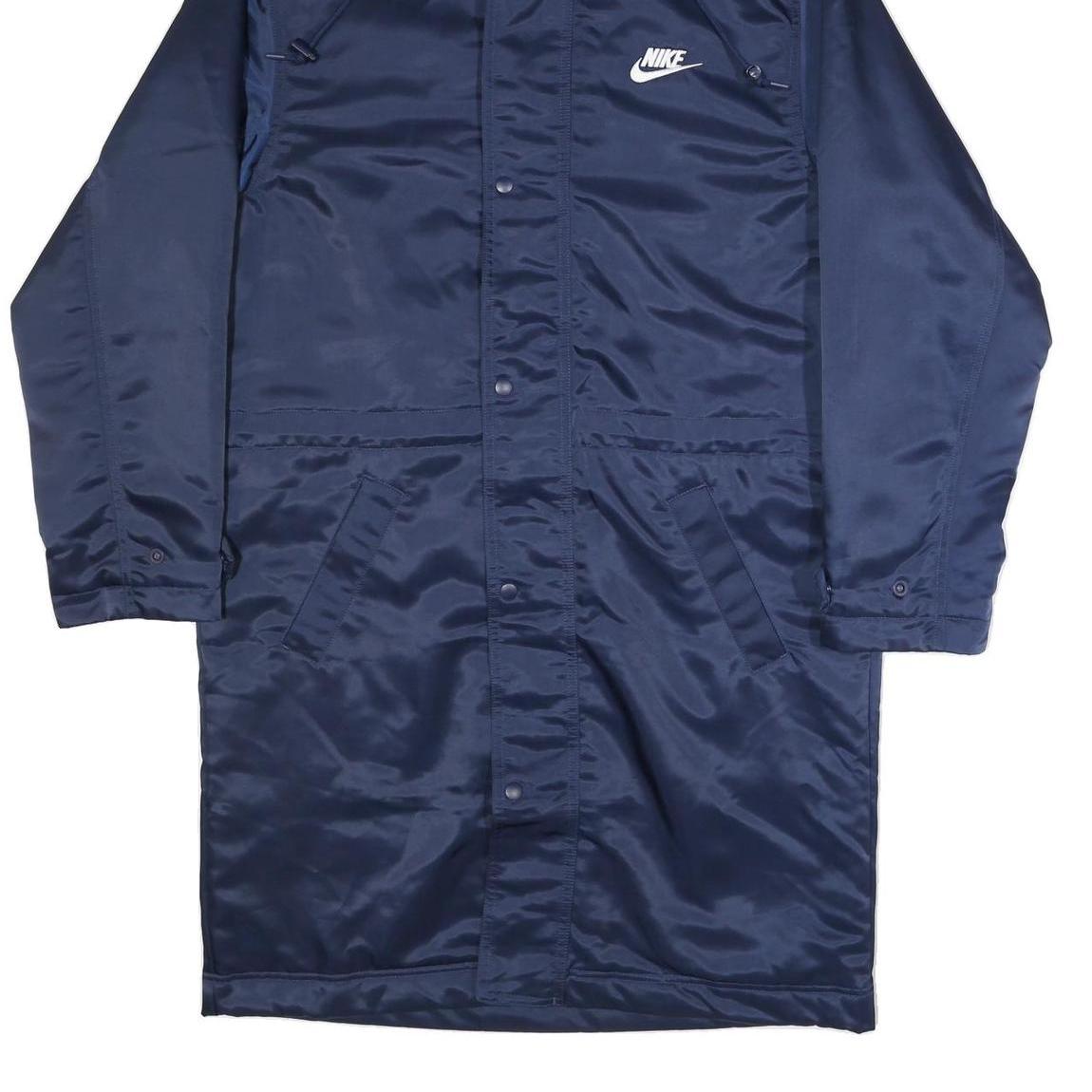 NIKE Mens Navy Blue Jacket S Polyester Hooded Zip Closure Plain Long Sleeve