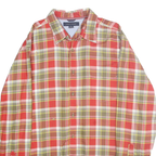 TOMMY HILFIGER Mens Red & Green Check Shirt L Classic Cotton Long Sleeve Button