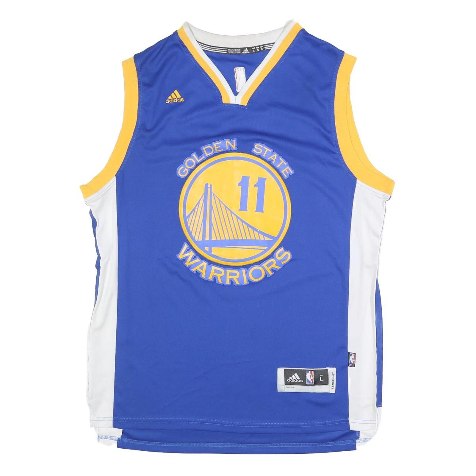 ADIDAS Mens Blue & Yellow Golden State Warriors Basketball Jersey L Sleeveless