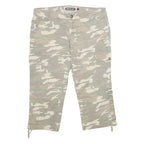 REFLET Womens Cotton Blend Green & Cream Striped Regular Fit Cargo Trousers W32