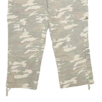 REFLET Womens Cotton Blend Green & Cream Striped Regular Fit Cargo Trousers W32