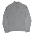 CHAPS Mens Grey Pullover Plain 1/4 Zip Basic Knit L Cotton Jumper Casual