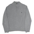 CHAPS Mens Grey Pullover Plain 1/4 Zip Basic Knit L Cotton Jumper Casual