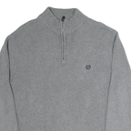 CHAPS Mens Grey Pullover Plain 1/4 Zip Basic Knit L Cotton Jumper Casual