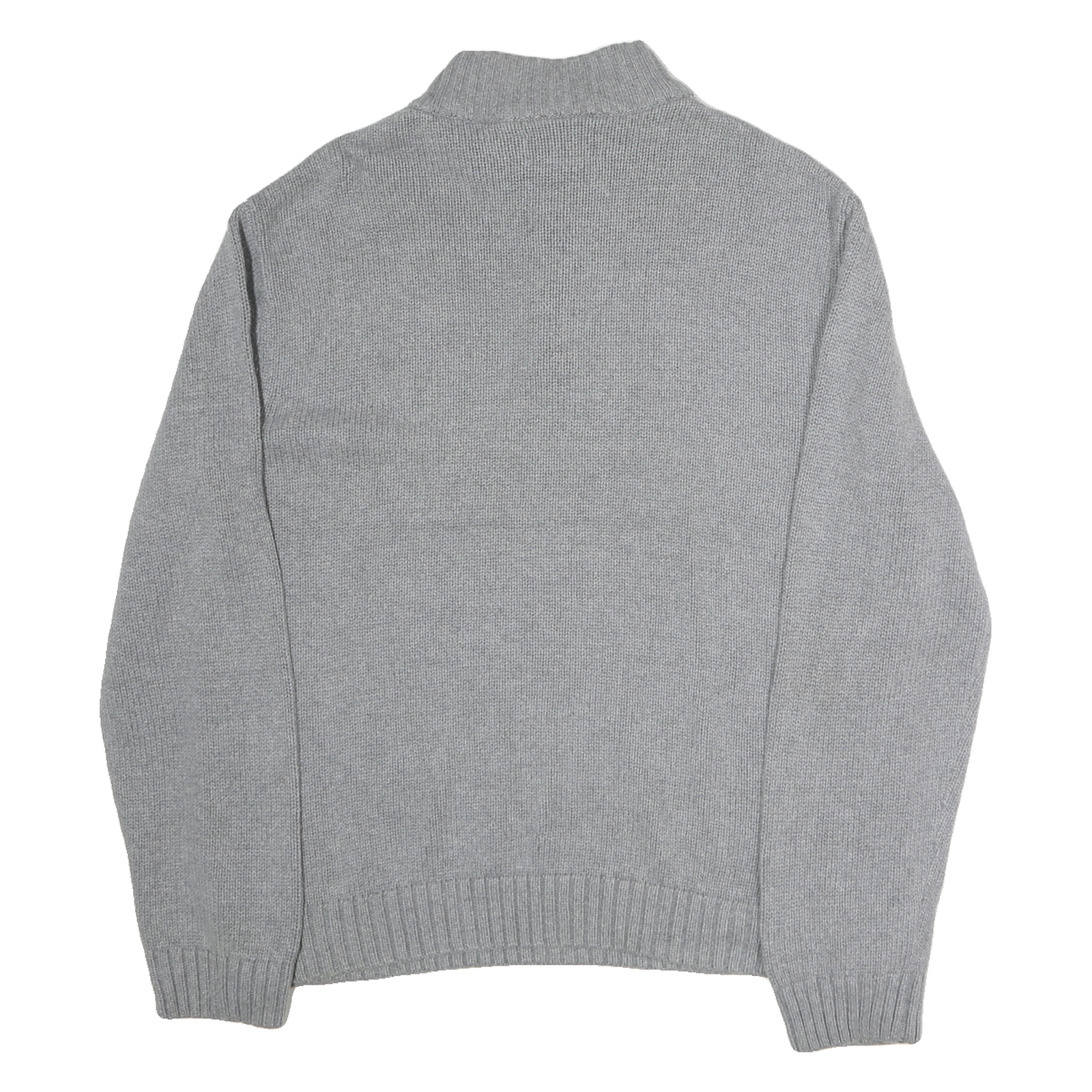 CHAPS Mens Grey Pullover Plain 1/4 Zip Basic Knit L Cotton Jumper Casual
