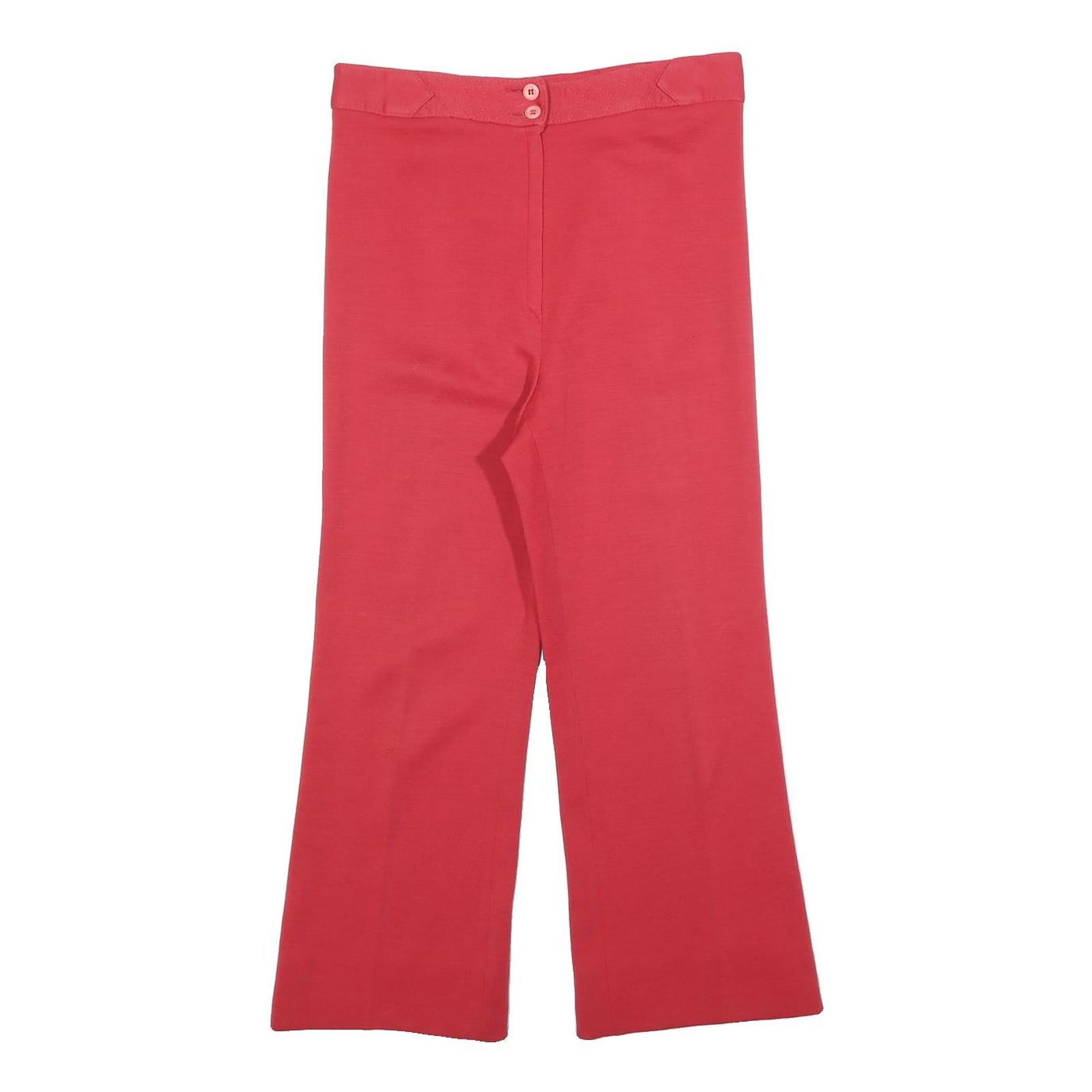 Womens Regular Fit Red Wool Blend Zip Closure Trousers W30 L25 Stylish