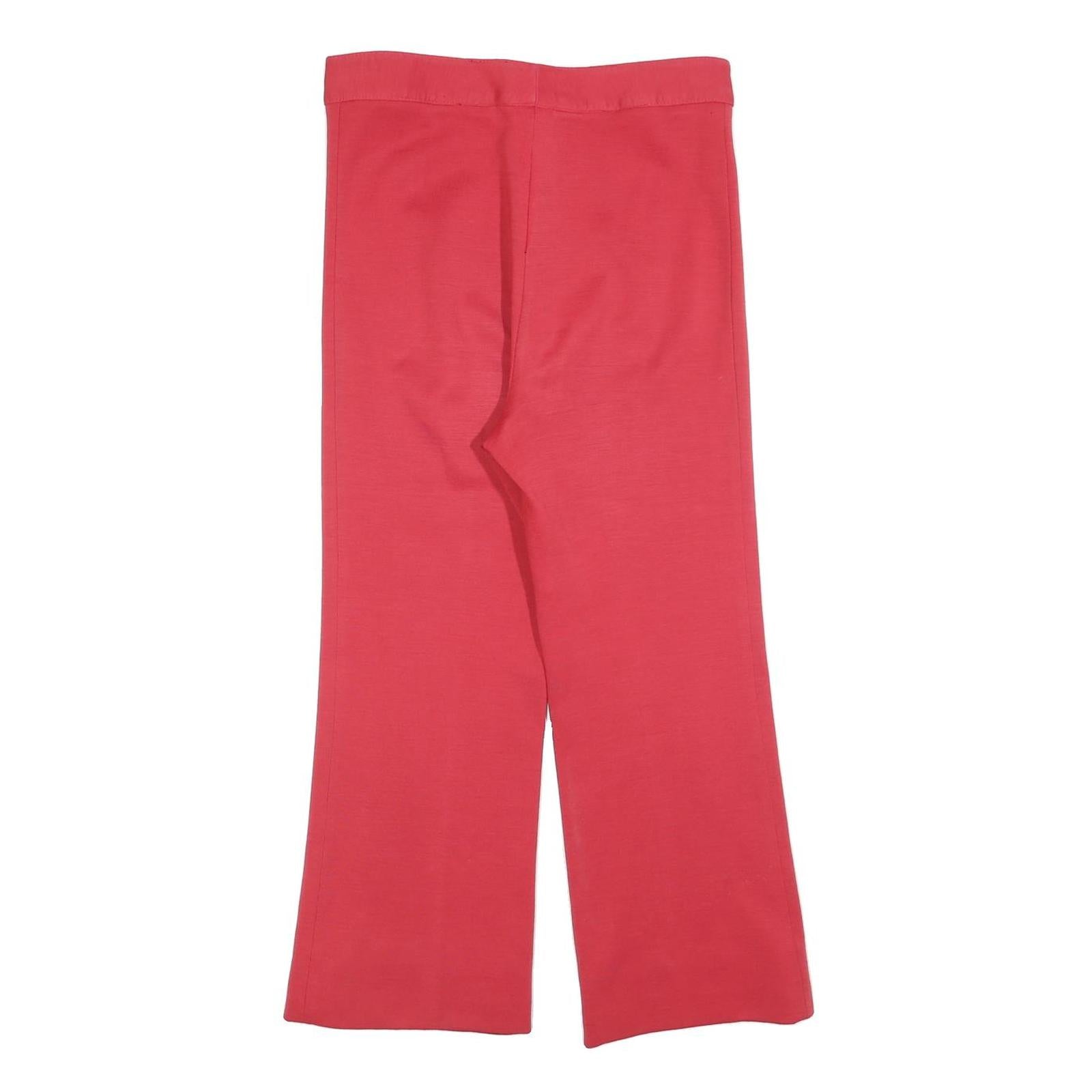 Womens Regular Fit Red Wool Blend Zip Closure Trousers W30 L25 Stylish