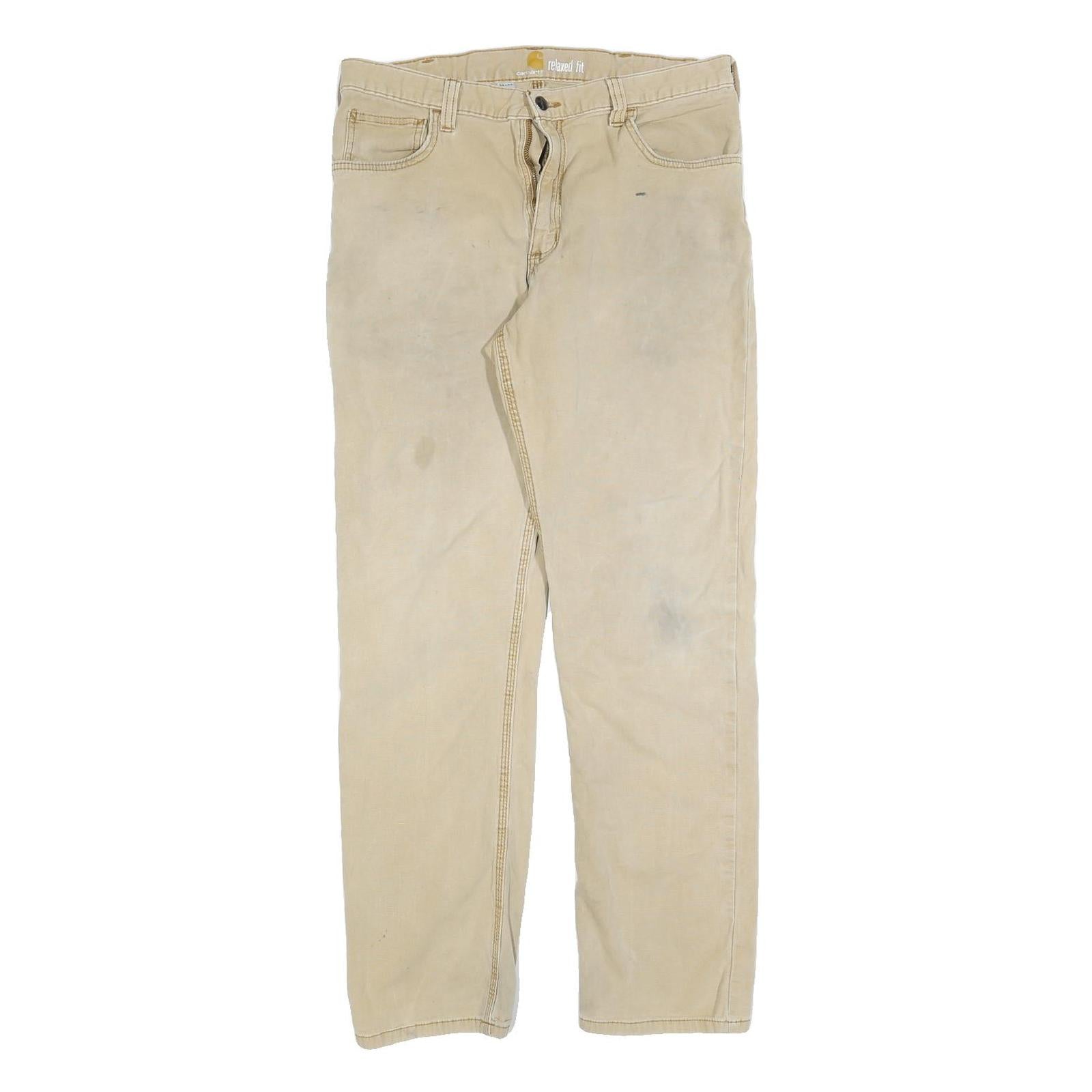 CARHARTT Relaxed Mens Beige Polyester Relaxed Fit Straight Trousers W33 L30