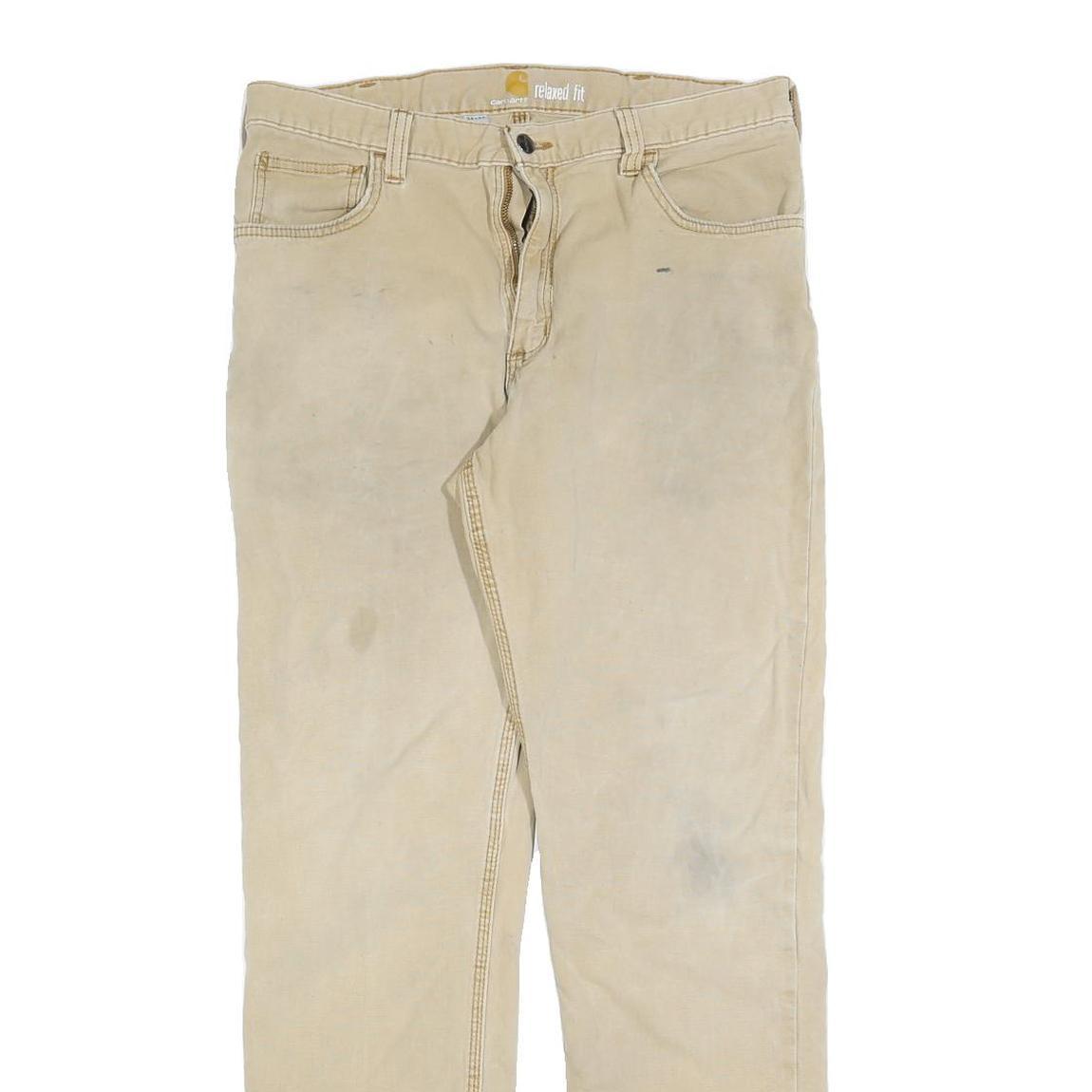 CARHARTT Relaxed Mens Beige Polyester Relaxed Fit Straight Trousers W33 L30