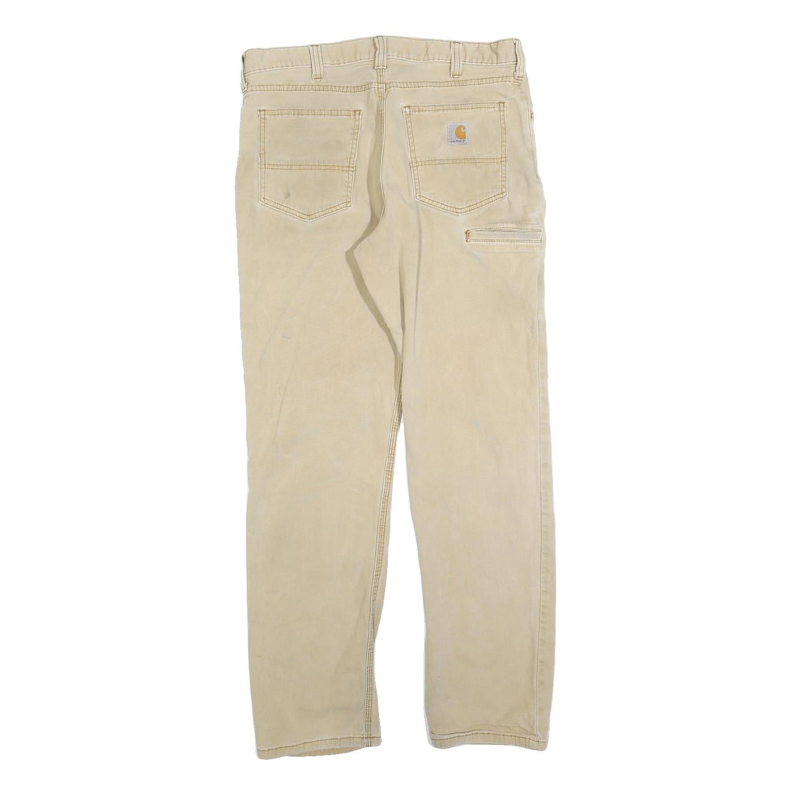 CARHARTT Relaxed Mens Beige Polyester Relaxed Fit Straight Trousers W33 L30