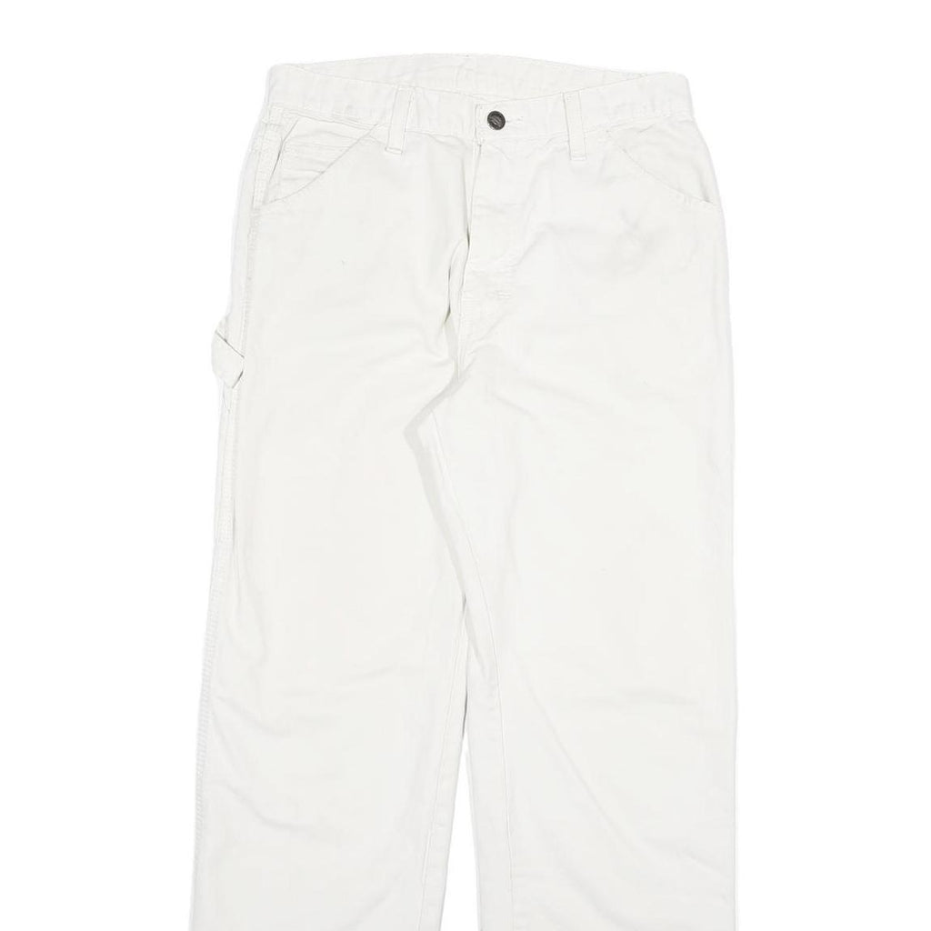 DICKIES Mens White Regular Fit Straight Cotton Blend Jeans W28 L28 Workwear Zip