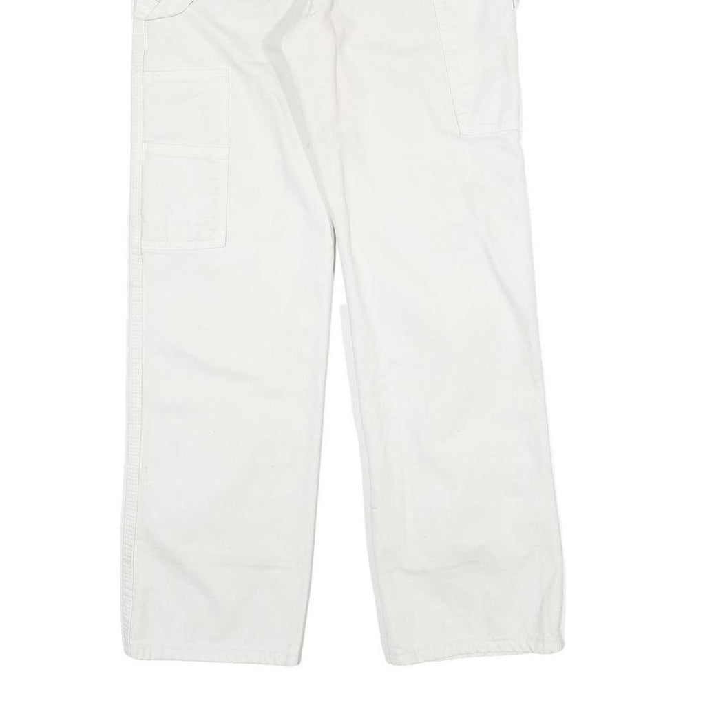 DICKIES Mens White Regular Fit Straight Cotton Blend Jeans W28 L28 Workwear Zip