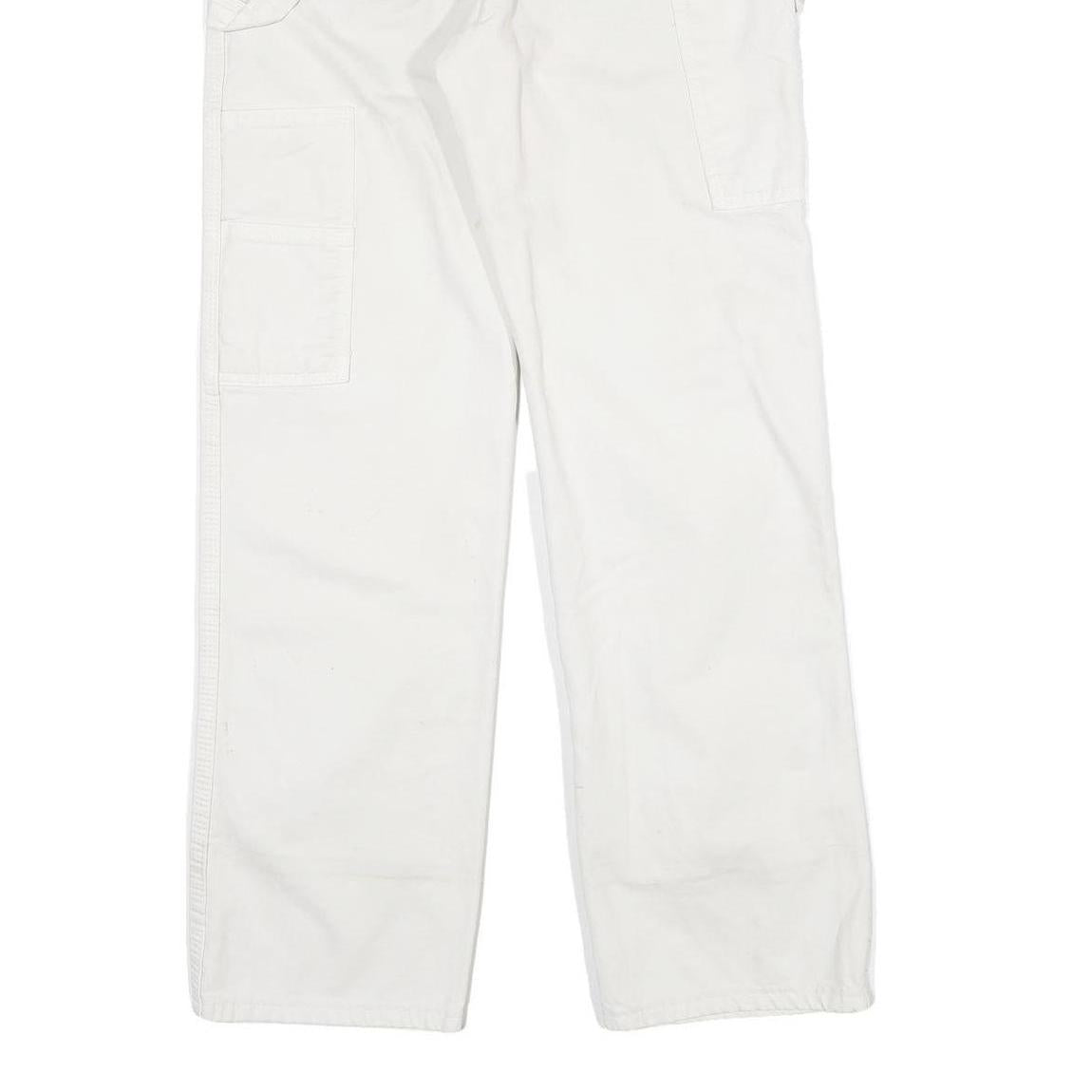 DICKIES Mens White Regular Fit Straight Cotton Blend Jeans W28 L28 Workwear Zip