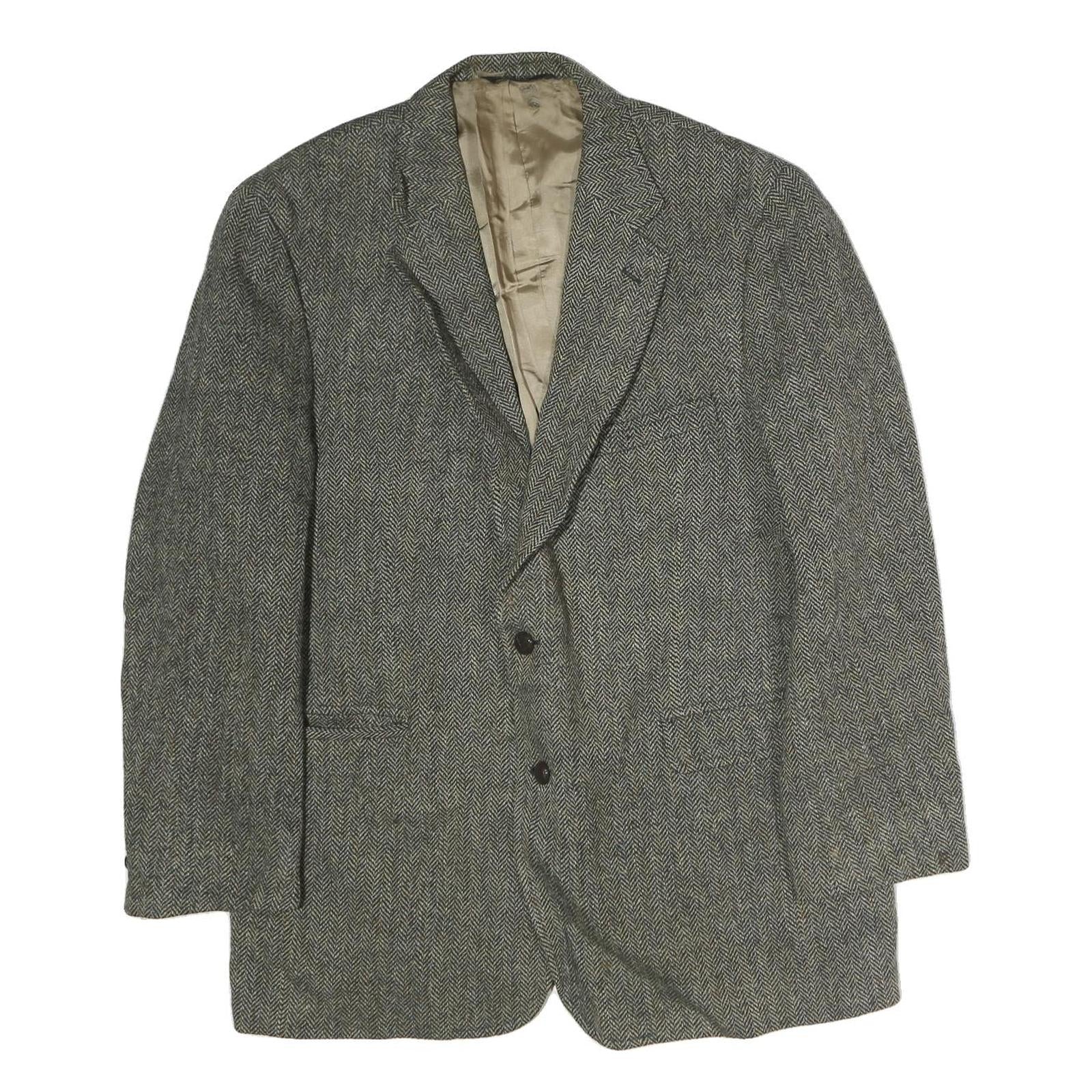JOS. A BANK Mens Grey & Beige Herringbone Tailored Jacket M Cotton Button