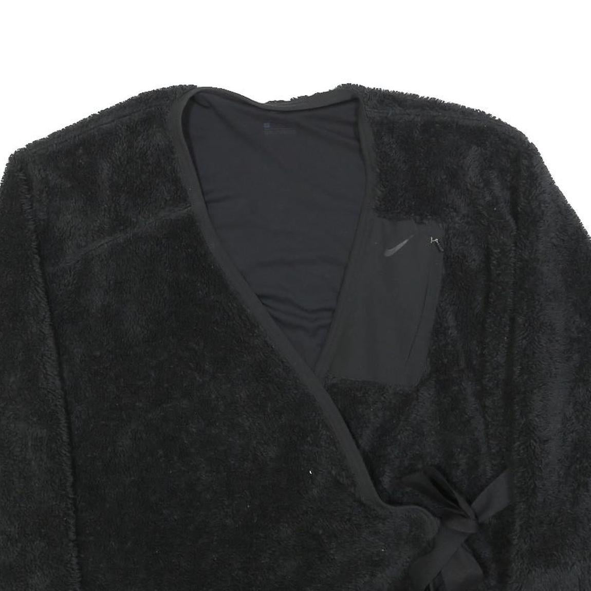 NIKE Womens Black Jacket L Polyester Blend Fleece Drawstring Casual Outerwear