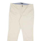 TOMMY HILFIGER Mens Regular Fit Beige Cotton Blend Trousers W39 L29 Classic Zip
