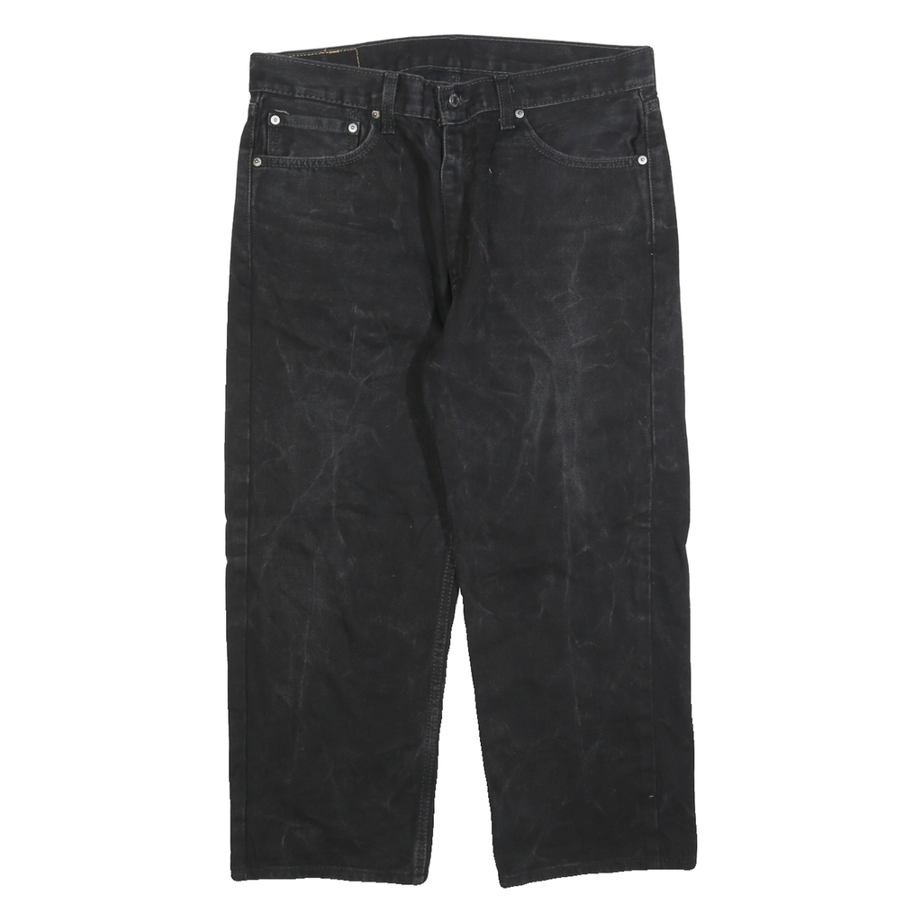 LEVI'S 505 Mens Jeans Black Regular Straight Denim Medium W36 L23 Classic Zip