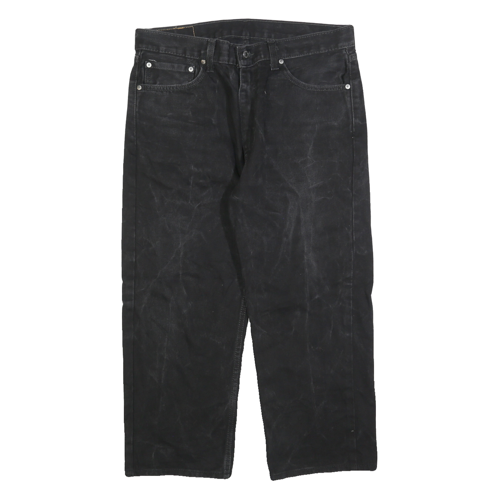 LEVI'S 505 Mens Jeans Black Regular Straight Denim Medium W36 L23 Classic Zip