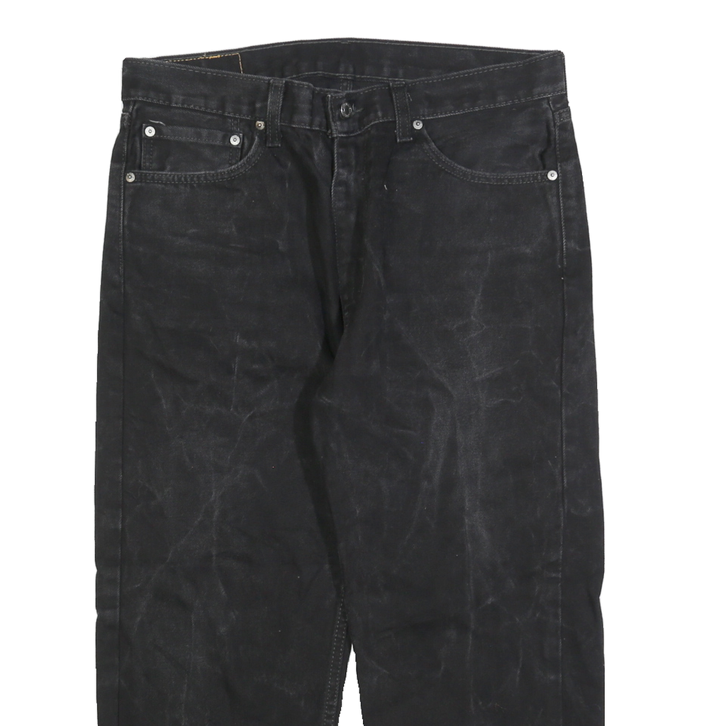 LEVI'S 505 Mens Jeans Black Regular Straight Denim Medium W36 L23 Classic Zip