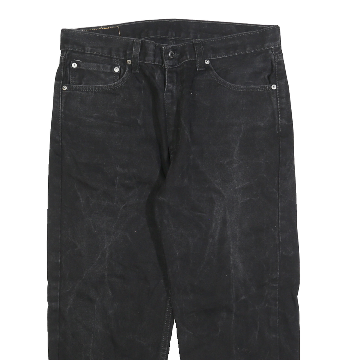 LEVI'S 505 Mens Jeans Black Regular Straight Denim Medium W36 L23 Classic Zip