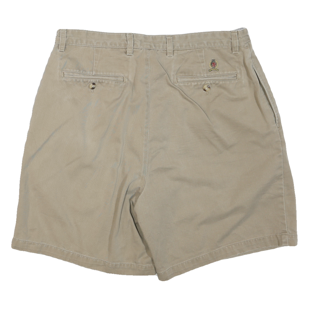 TOMMY HILFIGER Womens Shorts Beige Casual Plain XL W36 Lightweight Cotton Blend