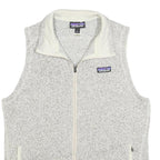 PATAGONIA Womens Cream & Grey Zip Up Fleece Vest L Polyester Blend Casual