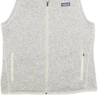 PATAGONIA Womens Cream & Grey Zip Up Fleece Vest L Polyester Blend Casual