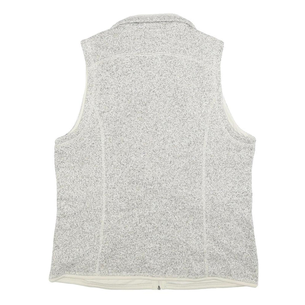 PATAGONIA Womens Cream & Grey Zip Up Fleece Vest L Polyester Blend Casual