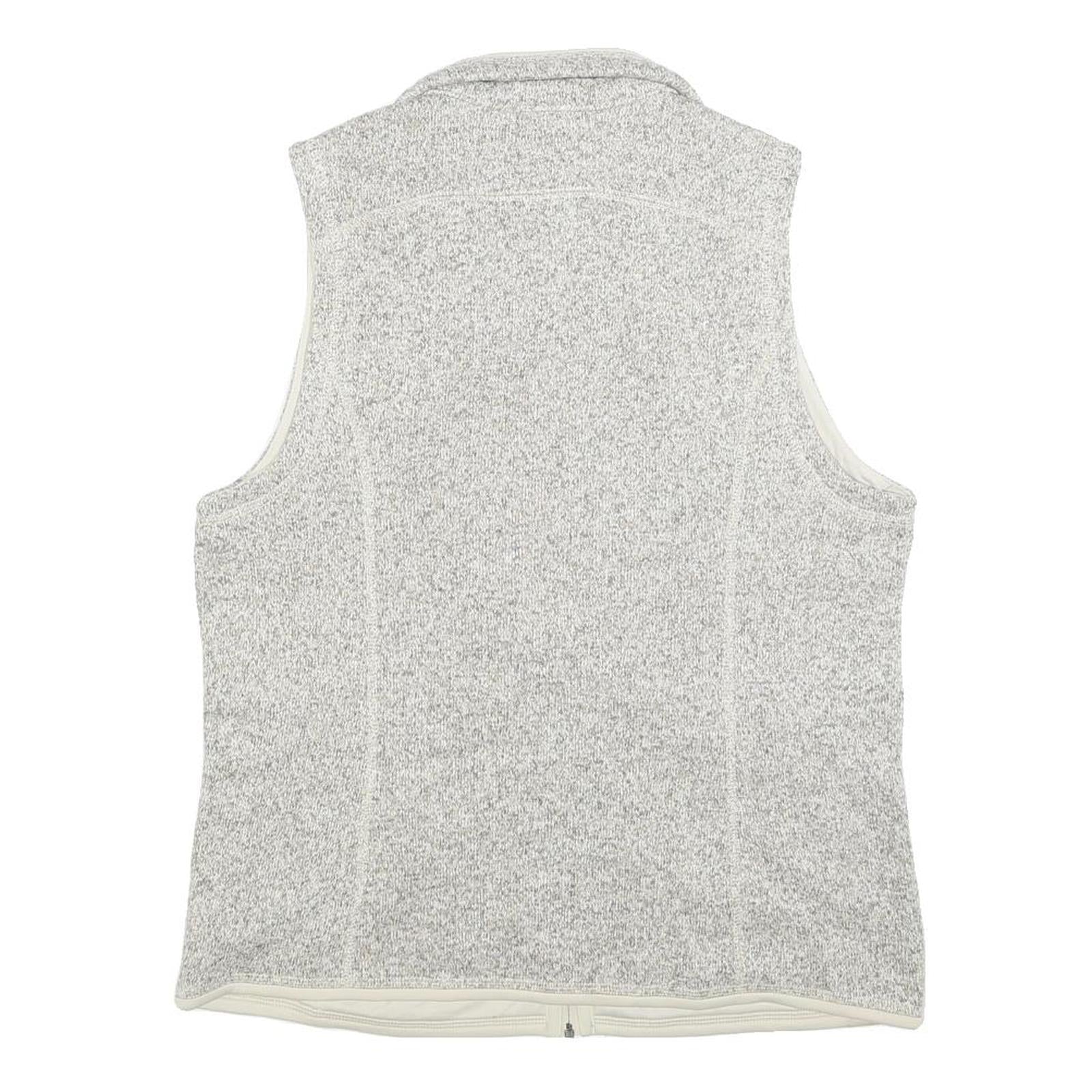 PATAGONIA Womens Cream & Grey Zip Up Fleece Vest L Polyester Blend Casual