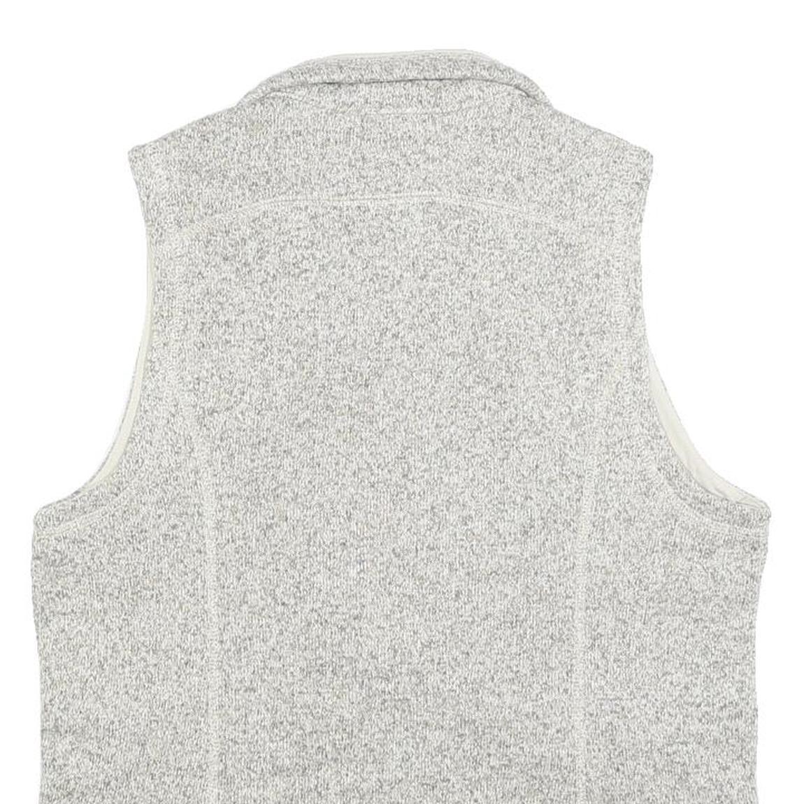 PATAGONIA Womens Cream & Grey Zip Up Fleece Vest L Polyester Blend Casual