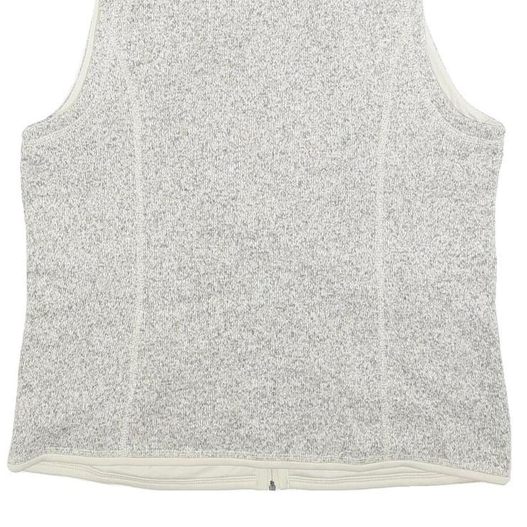 PATAGONIA Womens Cream & Grey Zip Up Fleece Vest L Polyester Blend Casual