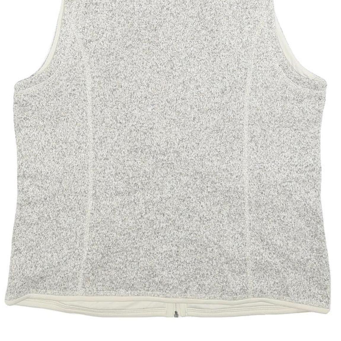 PATAGONIA Womens Cream & Grey Zip Up Fleece Vest L Polyester Blend Casual