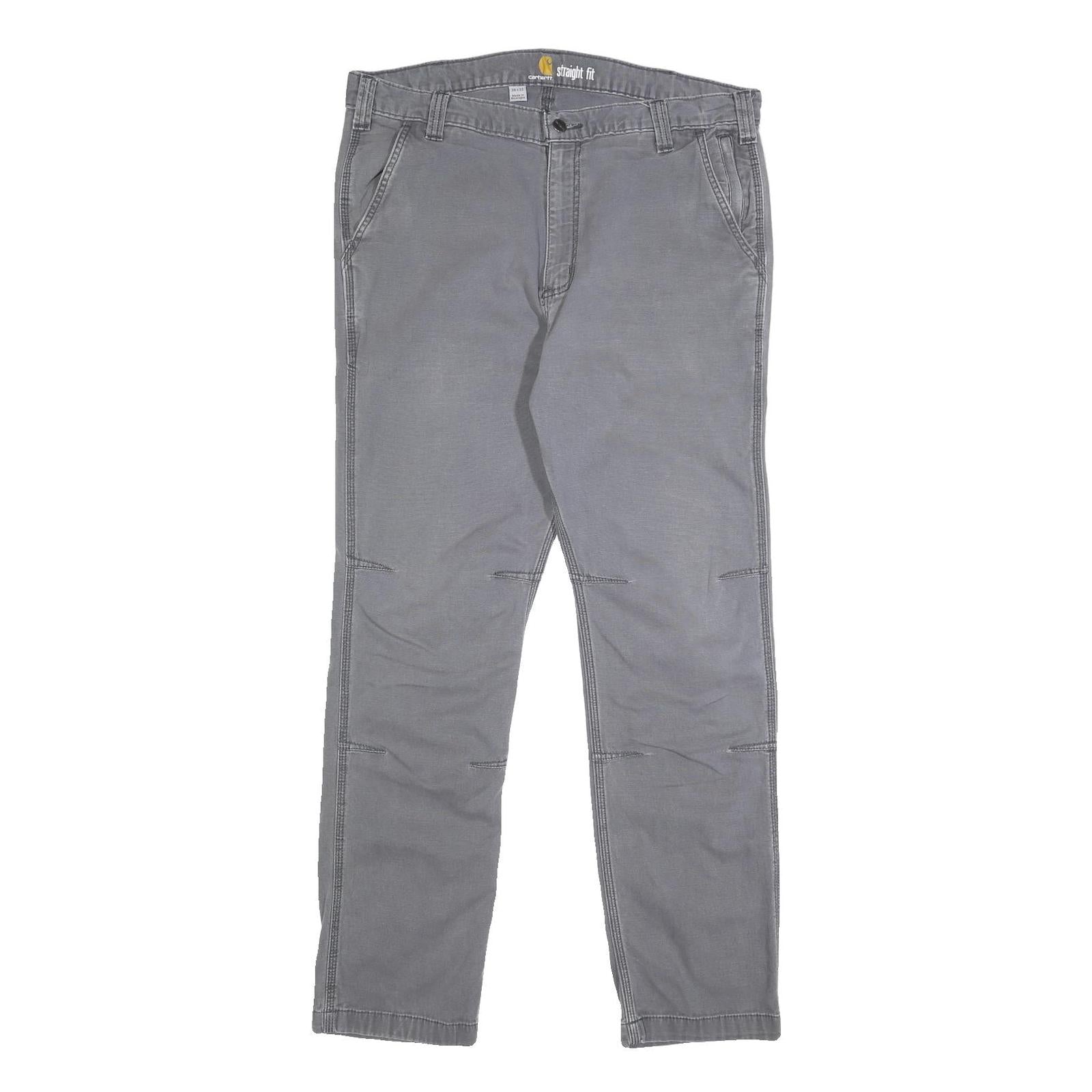 CARHARTT Mens Cotton Blend Grey Regular Straight Fit Trousers W36 L32 Workwear
