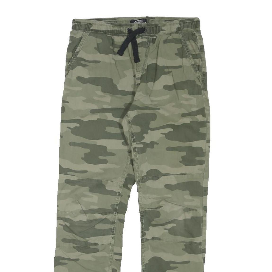 SKATE NATION Mens Cotton Blend Green Camouflage Regular Fit Drawstring Waist W28