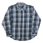 SMITHS Mens Blue Green & Grey Check Shirt L Casual Cotton Blend Long Sleeve