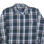 SMITHS Mens Blue Green & Grey Check Shirt L Casual Cotton Blend Long Sleeve