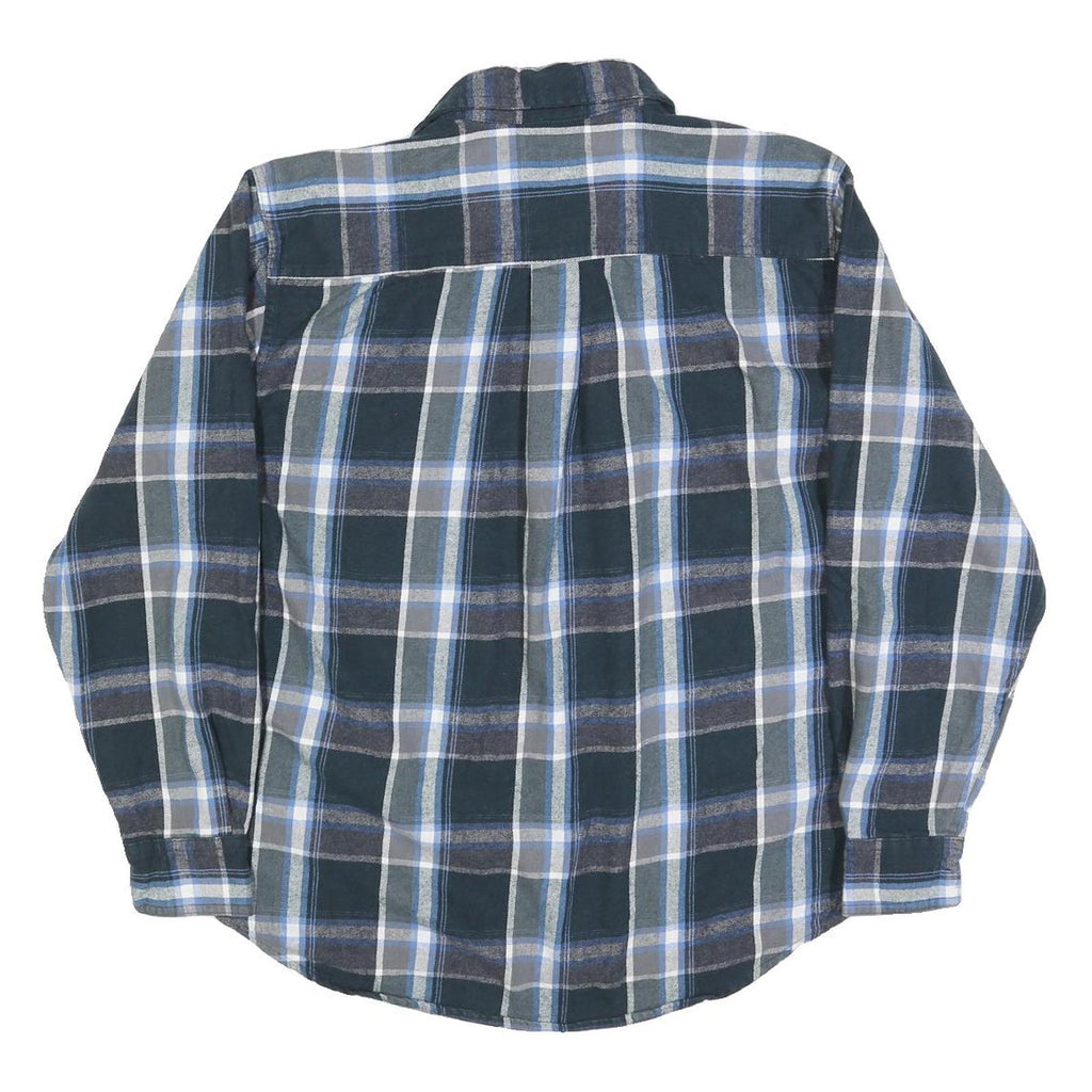 SMITHS Mens Blue Green & Grey Check Shirt L Casual Cotton Blend Long Sleeve