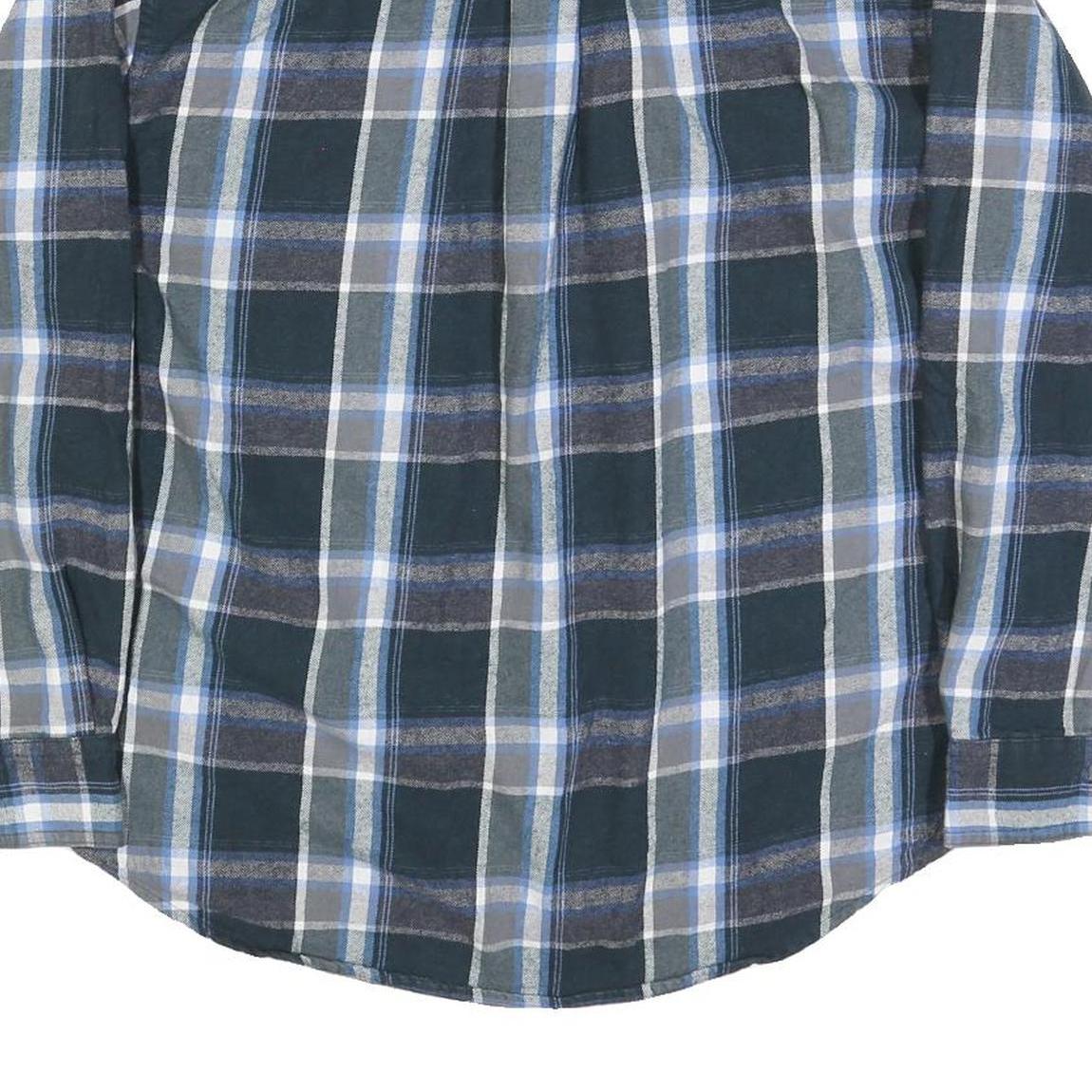 SMITHS Mens Blue Green & Grey Check Shirt L Casual Cotton Blend Long Sleeve