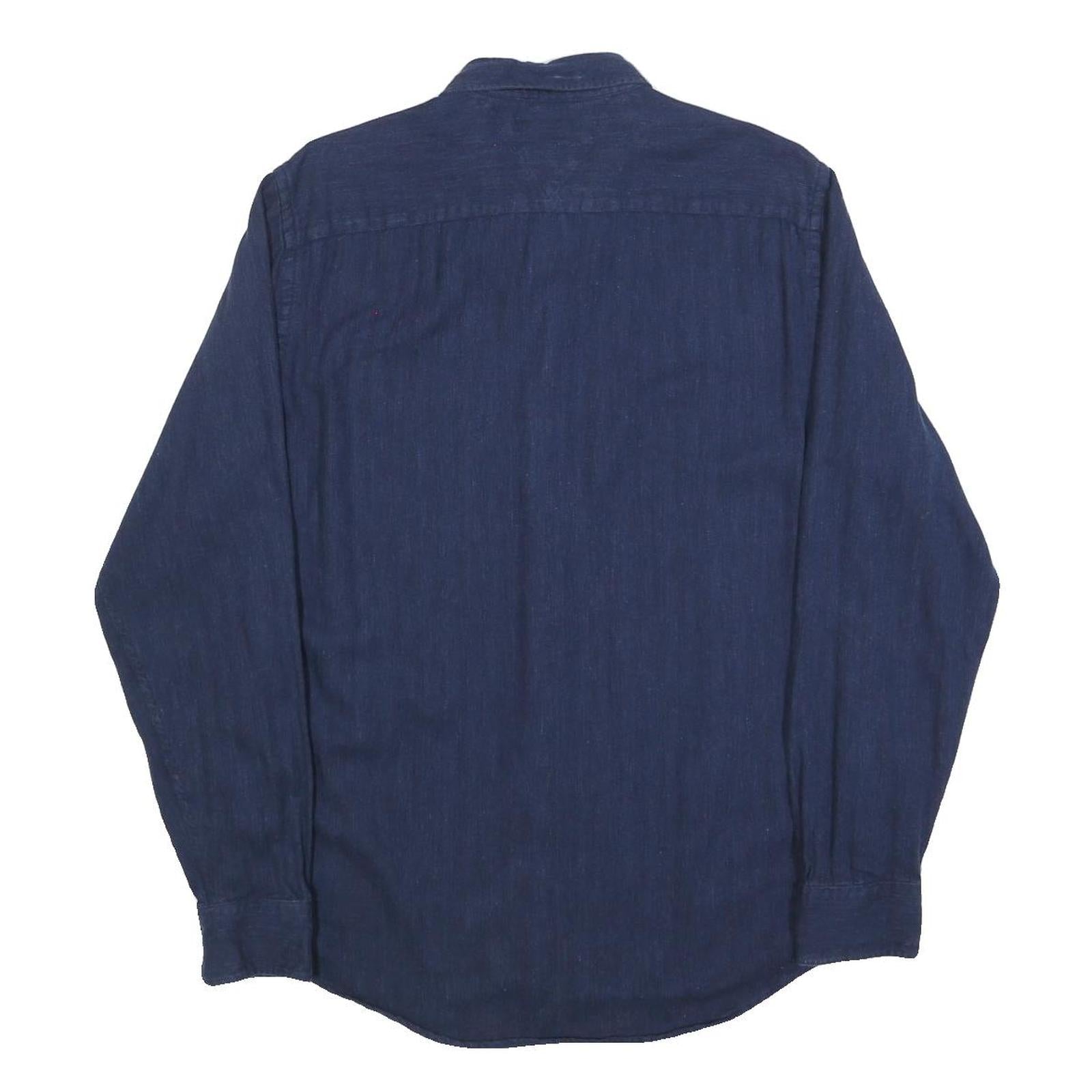 TOMMY HILFIGER Mens Blue Shirt M Button Down Cotton Blend Classic Fit Long