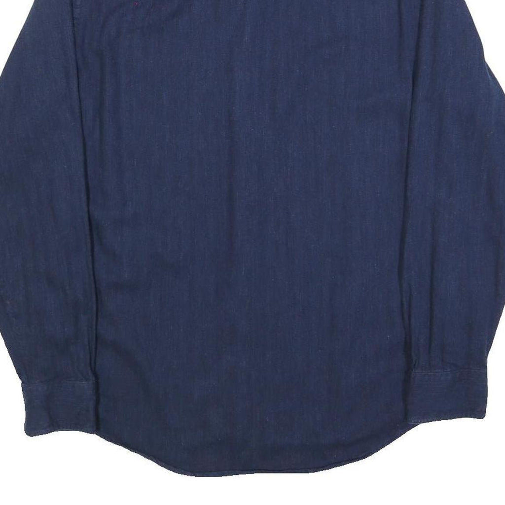 TOMMY HILFIGER Mens Blue Shirt M Button Down Cotton Blend Classic Fit Long