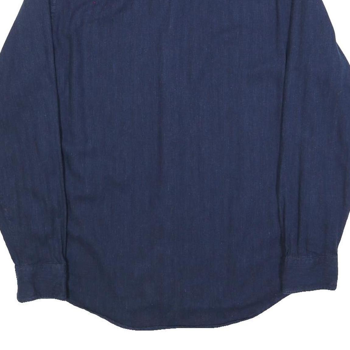 TOMMY HILFIGER Mens Blue Shirt M Button Down Cotton Blend Classic Fit Long