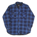WORK CENTRE Mens Blue & Navy Check Shirt M Long Sleeve Button Pocket Casual