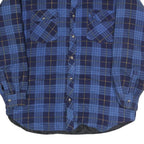 WORK CENTRE Mens Blue & Navy Check Shirt M Long Sleeve Button Pocket Casual