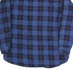 WORK CENTRE Mens Blue & Navy Check Shirt M Long Sleeve Button Pocket Casual
