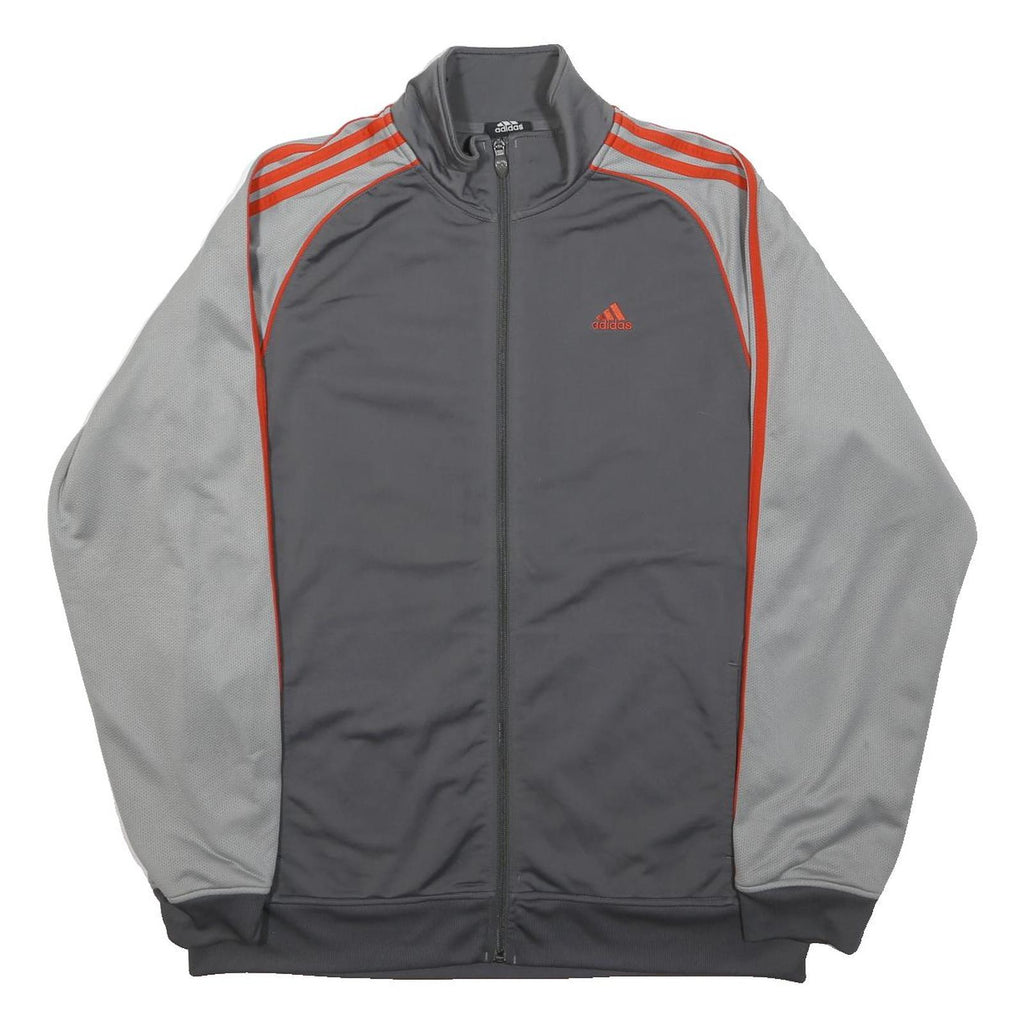 ADIDAS Mens Grey & Orange Track Jacket M Cotton Blend Plain Zip Sportswear