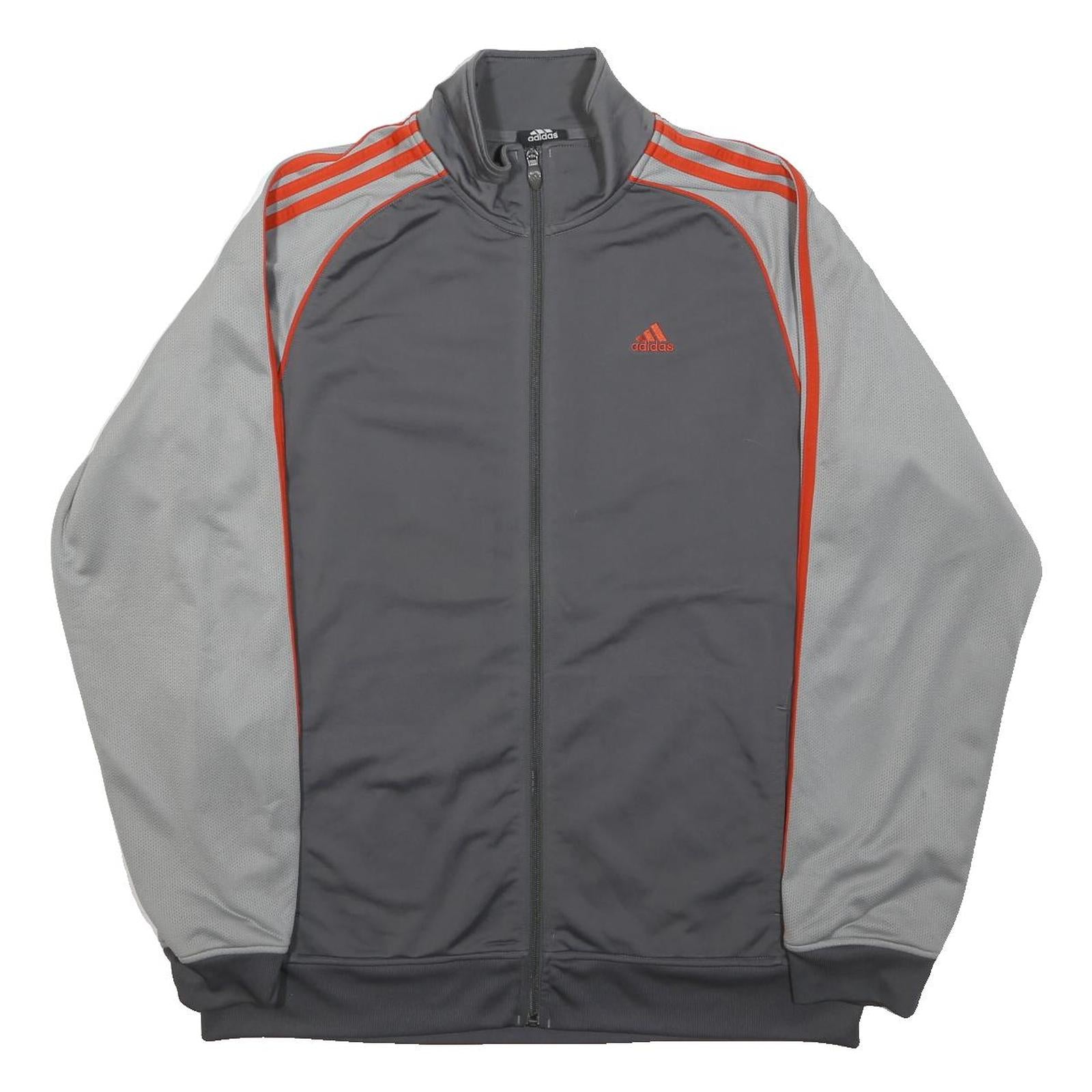ADIDAS Mens Grey & Orange Track Jacket M Cotton Blend Plain Zip Sportswear