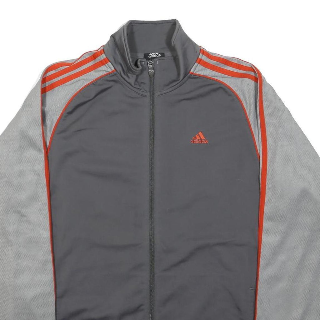 ADIDAS Mens Grey & Orange Track Jacket M Cotton Blend Plain Zip Sportswear