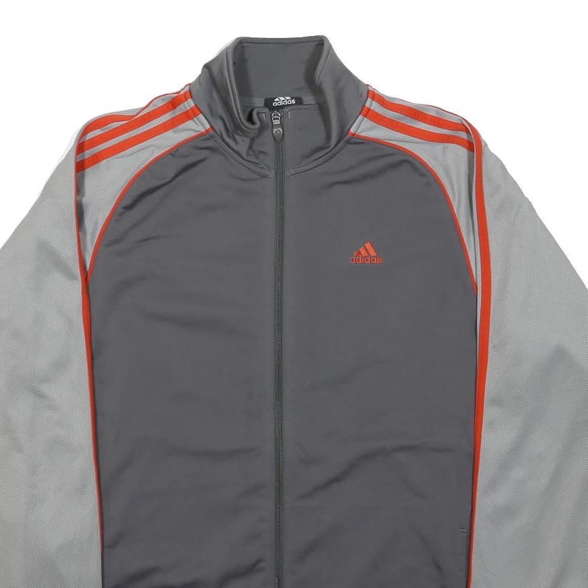 ADIDAS Mens Grey & Orange Track Jacket M Cotton Blend Plain Zip Sportswear
